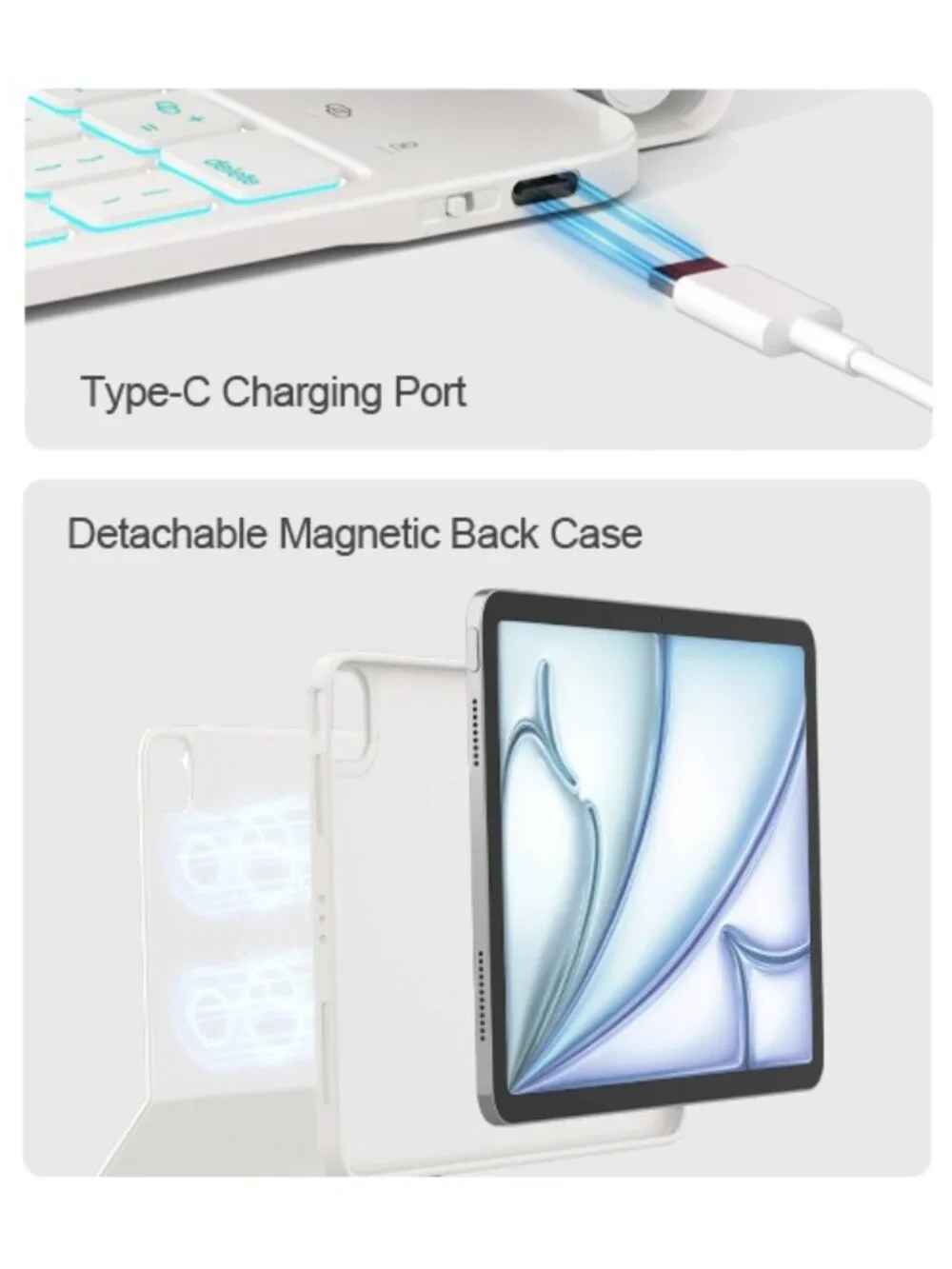 NIB: iPad Air 11-inch Case with Bluetooth Keyboard and Trackpad (White)